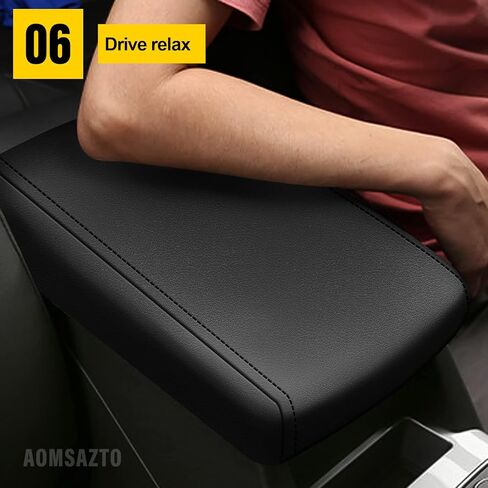 أغطية وحدة التحكم AOMSAZTO لسيارة شيفروليه ماليبو 2016-2025 أغطية مسند الذراع لسيارة شيفروليه ماليبو باللون الأسود مع غرز سوداء in Kuwait