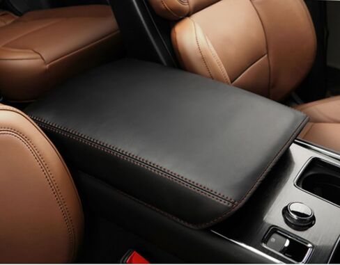 ملحقات داخلية مخصصة لسيارة Lincoln Aviator 2020 2021 2022 2023 غطاء صندوق مسند الذراع المركزي من الجلد وسادة حماية مسند الذراع المركزي (نسيج ألياف الكربون) in Kuwait