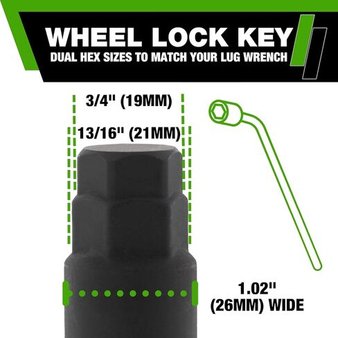 DPAccessories Locking Lug Nuts Compatible with 2021-2025 Ford Bronco Sport | for Factory Aluminum Wheels Only | Set of 4 Black Wheel Locks & 1 Key | DFOBRS01F-BK/LK1 in Saudi Arabia