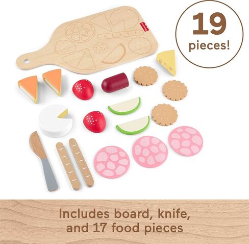 Fisher-Price Wood Pretend Play Toy Charcuterie Board Set, 19-Piece Playset with Wood & Fabric Food for Preschool Kids Ages 3+ Years in Saudi Arabia