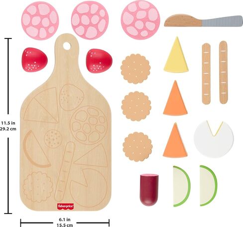 Fisher-Price Wood Pretend Play Toy Charcuterie Board Set, 19-Piece Playset with Wood & Fabric Food for Preschool Kids Ages 3+ Years in Saudi Arabia