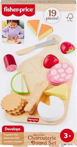 Fisher-Price Wood Pretend Play Toy Charcuterie Board Set, 19-Piece Playset with Wood & Fabric Food for Preschool Kids Ages 3+ Years in Saudi Arabia