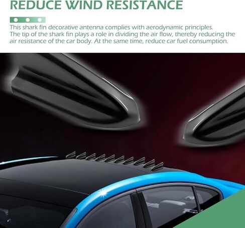 طقم زعانف سمك القرش مكون من 10 قطع، موزع مولد دوامي هوائي ذاتي اللصق، هوائي زعانف سمك القرش لتقليل الضوضاء على السقف بقياس 2 بوصة، ملحق خارجي عالمي لمعظم السيارات (أسود) in Kuwait