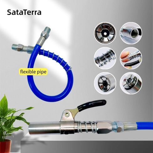 Grease Gun Coupler, Equipped with12-Inch Spring Hose and Six Grease Fittings, Quick-Lock and Release Tips, High Pressure 10000 PSI, Compatible with All Grease Guns 1/8" NPT Grease Gun Fittings in Saudi Arabia