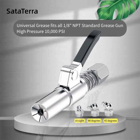 Grease Gun Coupler, Equipped with12-Inch Spring Hose and Six Grease Fittings, Quick-Lock and Release Tips, High Pressure 10000 PSI, Compatible with All Grease Guns 1/8" NPT Grease Gun Fittings in Saudi Arabia