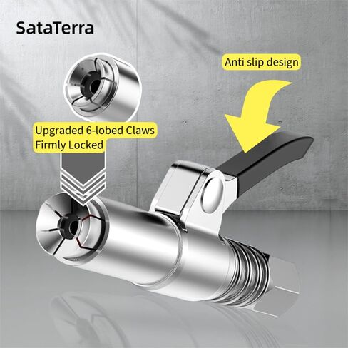 Grease Gun Coupler, Equipped with12-Inch Spring Hose and Six Grease Fittings, Quick-Lock and Release Tips, High Pressure 10000 PSI, Compatible with All Grease Guns 1/8" NPT Grease Gun Fittings in Saudi Arabia
