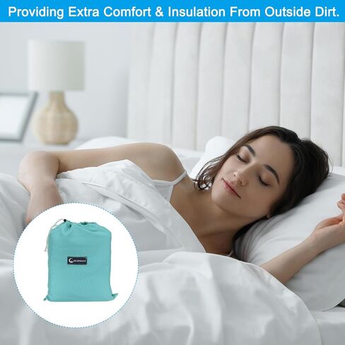 PATIKIL Sleeping Bag Liner, Soft Lightweight Travel Camping Sheet Sleep Sack Compact Sleep Bag with Carry Bag for Adults Camping Travel Hotel in Kuwait