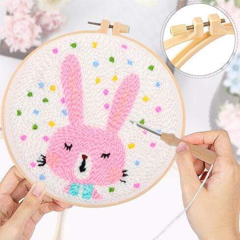 YAYANGATMG Punch Needle Kit for Adults Beginners – Flower Embroidery Starter Kit with Yarn, Fabric, Hoops, Tools & Needles – DIY Needlework Craft Kit for Home Decor & Gifts in Saudi Arabia