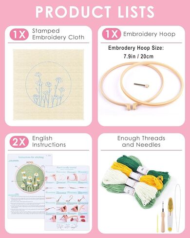 YAYANGATMG Punch Needle Kit for Adults Beginners – Flower Embroidery Starter Kit with Yarn, Fabric, Hoops, Tools & Needles – DIY Needlework Craft Kit for Home Decor & Gifts in Saudi Arabia