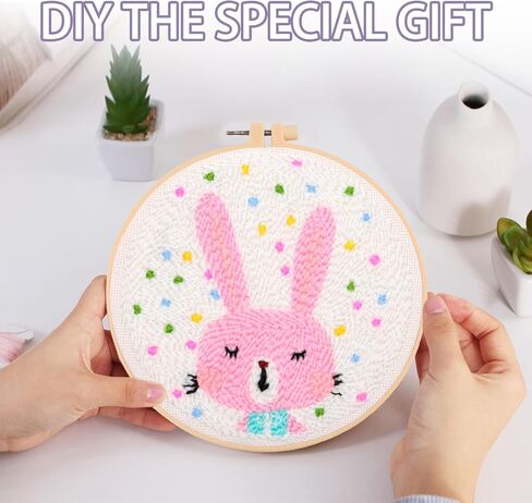 YAYANGATMG Punch Needle Kit for Adults Beginners – Flower Embroidery Starter Kit with Yarn, Fabric, Hoops, Tools & Needles – DIY Needlework Craft Kit for Home Decor & Gifts in Saudi Arabia