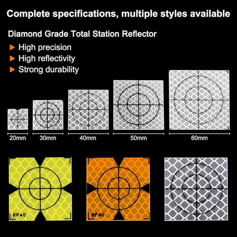 20pcs Survey Reflector Sheets 20mm Self-Adhesive Reflective Tape Survey Target Mark for Total Stations, Green in Kuwait