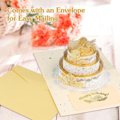 3D Creative Birthday Cake Greeting card and Envelope Gift for Women Mother Grandmother in Saudi Arabia