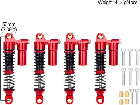 TRX4M صدمات من النحاس والألومنيوم 53 مم/59 مم/66 مم/78 مم ممتص صدمات طويل ملولب لترقيات الزاحف TRX-4M 1/18 RC (فضي، 53 مم) in Kuwait