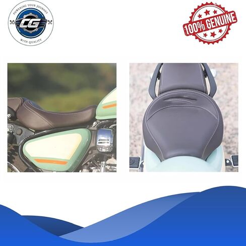 Brown Touring Rider Seat Vinyl Finish for Long-Ride Comfort – Stylish Replacement Saddle Fits for Royal-Enfield Meteor in Saudi Arabia