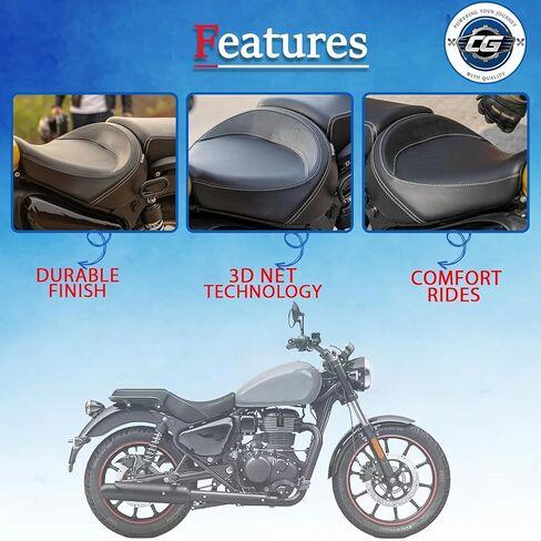 Genuine Touring Rider Seat - Black | Compatible with Royal Enfield Meteor 350 | Premium Comfort Seat with 3D Net Technology | Genuine Part No. KXA00073 in Saudi Arabia