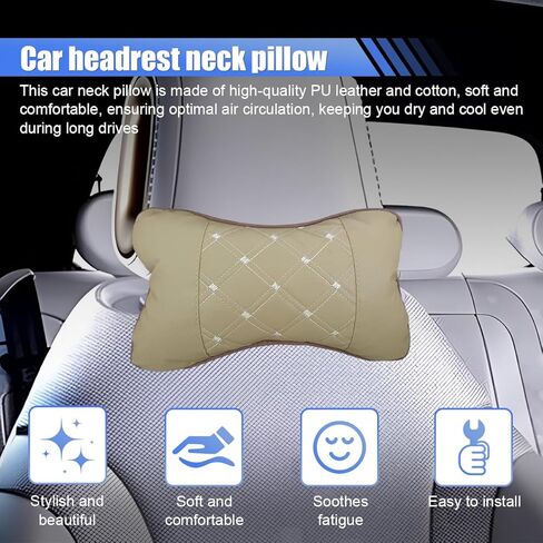 2PCS Car Neck Pillow, Soft Comfortable Headrest Pillow with Adjustable Strap, Car Seat Head Rest Cushion Pad, Universal Automotive Interior Accessory for Driving Fatigue Relief (Red/Black) in Saudi Arabia