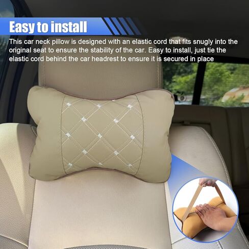 2PCS Car Neck Pillow, Soft Comfortable Headrest Pillow with Adjustable Strap, Car Seat Head Rest Cushion Pad, Universal Automotive Interior Accessory for Driving Fatigue Relief (Red/Black) in Saudi Arabia