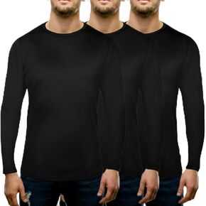 Patelai 3 Pack Thermal Underwear for Men Top Crew Neck Long Sleeve Shirt Fleece Lined Base Layer for Cold Weather in Kuwait