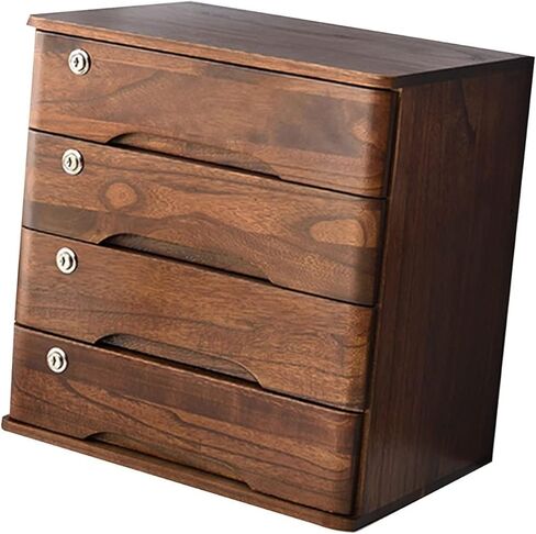 Versatile Desktop Storage Solution - Elegant Wooden Drawer Cabinet with Lock, Compact Flat File Cabinet Organizer for Efficient Home or Office Data Management in Saudi Arabia