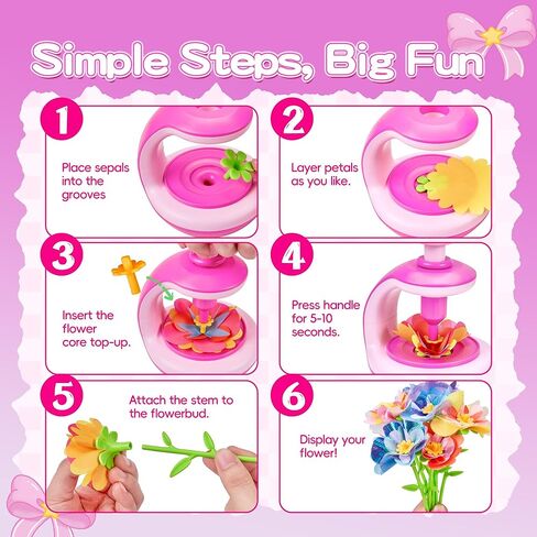 مجموعة أدوات باقة الزهور القماشية DIY للأطفال - اصنع إكليلك الخاص وزهور اللباد القابلة لإعادة الاستخدام، ألعاب الفنون والحرف الإبداعية، هدية عيد الميلاد للفتيات والفتيان من سن 4 إلى 10 سنوات in Kuwait