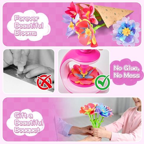 مجموعة أدوات باقة الزهور القماشية DIY للأطفال - اصنع إكليلك الخاص وزهور اللباد القابلة لإعادة الاستخدام، ألعاب الفنون والحرف الإبداعية، هدية عيد الميلاد للفتيات والفتيان من سن 4 إلى 10 سنوات in Kuwait