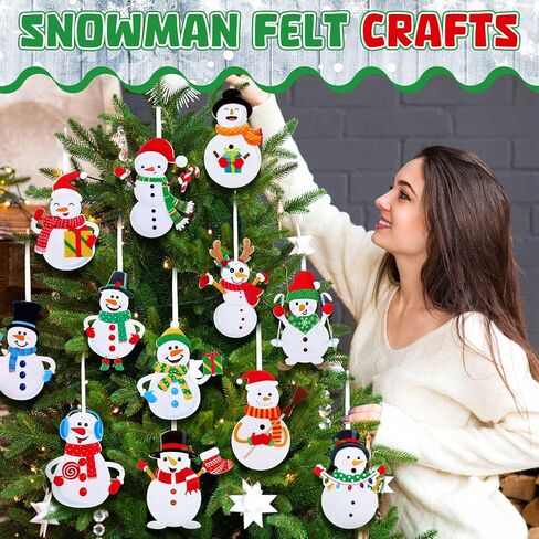 24 مجموعة من مجموعات حرفية عيد الميلاد DIY مجموعة أدوات رجل الثلج الشتوية المصنوعة من اللباد ومجموعات رجل الثلج ديكورات الشتاء مع ملصقات حلوى عيد الميلاد لعيد الميلاد والحفلات الداخلية في المنزل in Saudi Arabia