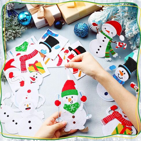 24 مجموعة من مجموعات حرفية عيد الميلاد DIY مجموعة أدوات رجل الثلج الشتوية المصنوعة من اللباد ومجموعات رجل الثلج ديكورات الشتاء مع ملصقات حلوى عيد الميلاد لعيد الميلاد والحفلات الداخلية في المنزل in Saudi Arabia