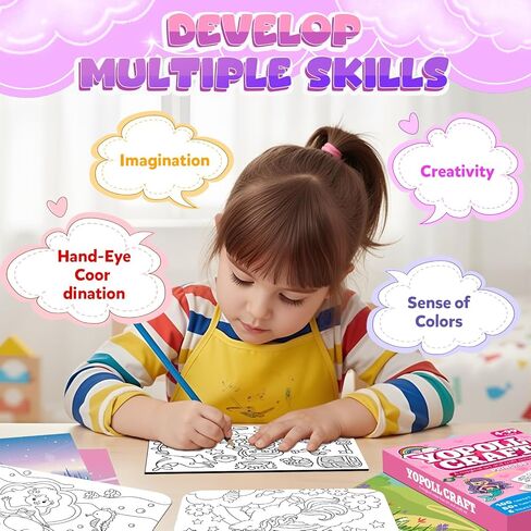 YoPoll Foil Art Craft Kits for Kids, Mess-Free DIY Creative Activity Set, Fun Arts and Crafts Toys for Boys & Girls, Peel & Press Foil Art Kit for Kids, Travel Toy and Birthday Gift (Princess) in Saudi Arabia