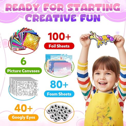 YoPoll Foil Art Craft Kits for Kids, Mess-Free DIY Creative Activity Set, Fun Arts and Crafts Toys for Boys & Girls, Peel & Press Foil Art Kit for Kids, Travel Toy and Birthday Gift (Princess) in Saudi Arabia