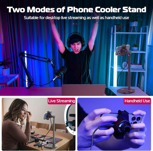 ULANZI Phone Cooler for Live Streaming & Gaming w Adjustable Stand, Fast Phone Cooling Fan & Mobile Phone Radiator w 5 Layers Heat Dissipation Devices, Fit All Types of iPhone Android Smartphones in Kuwait