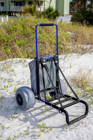 My Beach Cart® عربة الشاطئ الأصلية القابلة للطي المصنوعة من الألومنيوم المقاوم للصدأ والحاصلة على براءة اختراع مقاس 13 بوصة وإطارات بالونية ذات عجلات كبيرة للرمال شديدة التحمل. غالبًا ما يتم تقليدها، ولا تتكرر أبدًا. in Kuwait