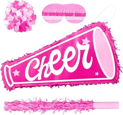 Cheerleading Piñata Kit 15.7'' Cheerleading Party Decorations with Blindfold Stick & Confetti for Homecoming & Team Game Events Birthday Cheer Celebration Party Supplies Photo Prop Candy Toys Holder in Kuwait
