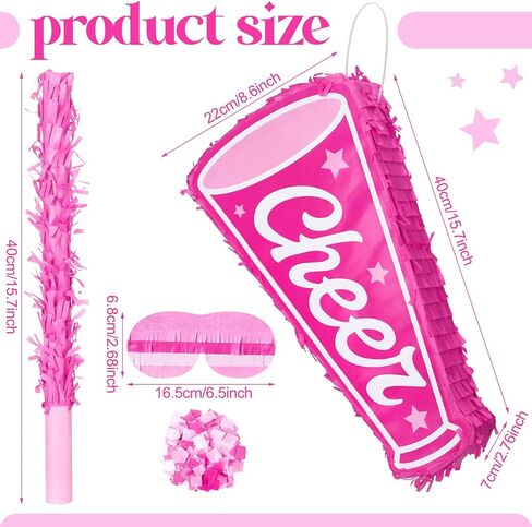 Cheerleading Piñata Kit 15.7'' Cheerleading Party Decorations with Blindfold Stick & Confetti for Homecoming & Team Game Events Birthday Cheer Celebration Party Supplies Photo Prop Candy Toys Holder in Kuwait