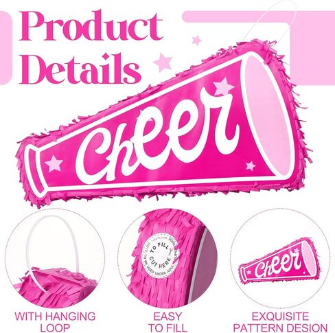 Cheerleading Piñata Kit 15.7'' Cheerleading Party Decorations with Blindfold Stick & Confetti for Homecoming & Team Game Events Birthday Cheer Celebration Party Supplies Photo Prop Candy Toys Holder in Kuwait