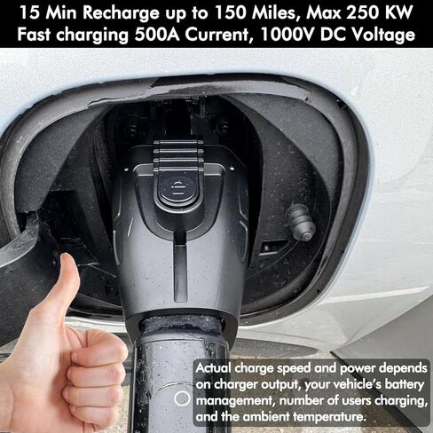 محول NACS إلى CCS للشحن السريع CCS1 EV في شاحن Tesla V3/V4 الفائق، محول تيار مستمر NACS بحد أقصى 500 أمبير 1000 فولت للنسخ الاحتياطي لشحن رحلة الطريق، أقفال مزدوجة للاتصال الآمن القوي in Kuwait
