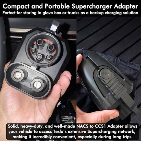 محول NACS إلى CCS للشحن السريع CCS1 EV في شاحن Tesla V3/V4 الفائق، محول تيار مستمر NACS بحد أقصى 500 أمبير 1000 فولت للنسخ الاحتياطي لشحن رحلة الطريق، أقفال مزدوجة للاتصال الآمن القوي in Kuwait