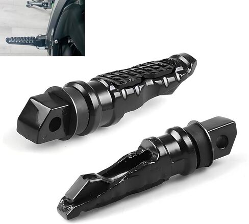 2 PCS Motorcycle Footpegs, Aluminum Alloy Rear Passenger Foot Pegs Kit, 4.685 inches Modification Pedal Accessories Rear Footrest, Universal for Most Motorcycles Electric Bike (Black) in Saudi Arabia