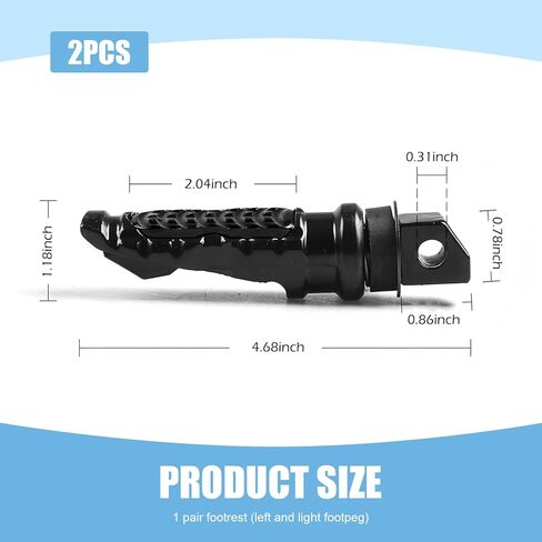 2 PCS Motorcycle Footpegs, Aluminum Alloy Rear Passenger Foot Pegs Kit, 4.685 inches Modification Pedal Accessories Rear Footrest, Universal for Most Motorcycles Electric Bike (Black) in Saudi Arabia