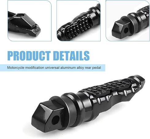 2 PCS Motorcycle Footpegs, Aluminum Alloy Rear Passenger Foot Pegs Kit, 4.685 inches Modification Pedal Accessories Rear Footrest, Universal for Most Motorcycles Electric Bike (Black) in Saudi Arabia