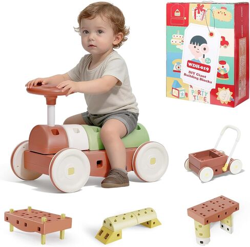 41 PCS STEM DIY Building Blocks for Toddlers, Giant Educational Stacking Ride Toy, Montessori Jumbo Blocks to Improve Creativity for Age 3-8 Boys and Girls in Saudi Arabia