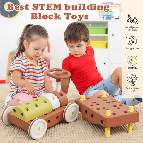 41 PCS STEM DIY Building Blocks for Toddlers, Giant Educational Stacking Ride Toy, Montessori Jumbo Blocks to Improve Creativity for Age 3-8 Boys and Girls in Saudi Arabia
