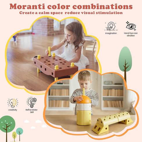 41 PCS STEM DIY Building Blocks for Toddlers, Giant Educational Stacking Ride Toy, Montessori Jumbo Blocks to Improve Creativity for Age 3-8 Boys and Girls in Saudi Arabia