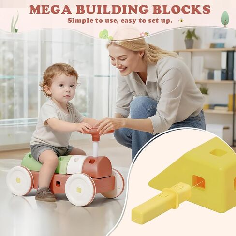 41 PCS STEM DIY Building Blocks for Toddlers, Giant Educational Stacking Ride Toy, Montessori Jumbo Blocks to Improve Creativity for Age 3-8 Boys and Girls in Saudi Arabia