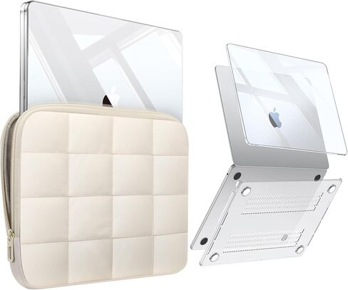 حافظة Fintie لجهاز MacBook Air 13 بوصة A3240 A3113 A2681 (إصدار 2022 2023 2024 2025) - غطاء شفاف سهل التركيب وحقيبة حمل للكمبيوتر المحمول لجهاز MacBook Air 13.6 بوصة M2 M3 M4 Chip (بيج) in Kuwait