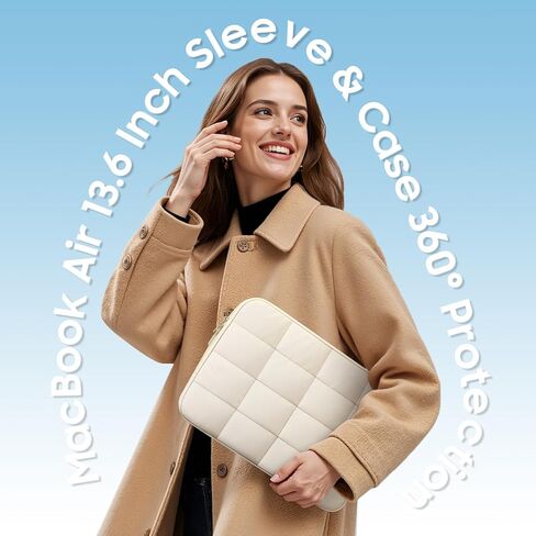 حافظة Fintie لجهاز MacBook Air 13 بوصة A3240 A3113 A2681 (إصدار 2022 2023 2024 2025) - غطاء شفاف سهل التركيب وحقيبة حمل للكمبيوتر المحمول لجهاز MacBook Air 13.6 بوصة M2 M3 M4 Chip (بيج) in Kuwait