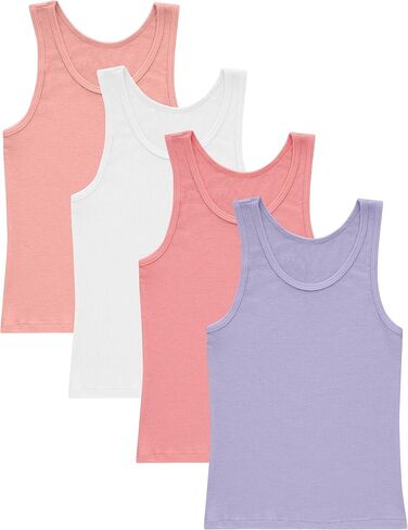 مجموعة تانك Hanes Girl's Originals، تانك توب فائق النعومة للفتيات، تانك مشروط مضلع قابل للتمدد، 4 عبوات in Saudi Arabia