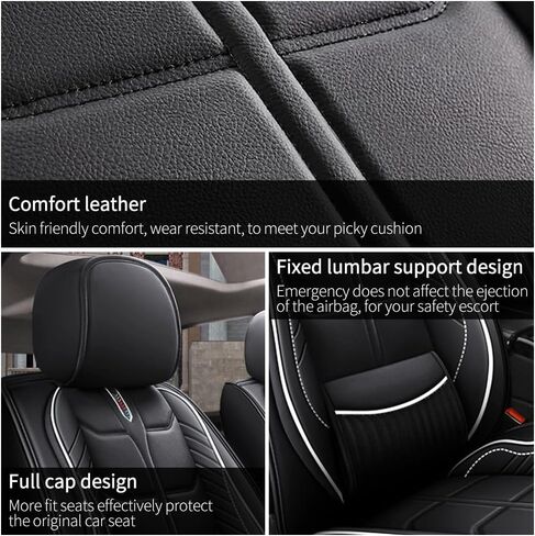 غطاء مقعد سيارة جلدي لسيارة Buick Cascada 2016-2019، أغطية مقاعد سيارة مقاومة للماء مع دعم أسفل الظهر، غطاء مقعد مريح ومسامي، سهل التركيب (5 قطع مريحة، قهوة) in Kuwait