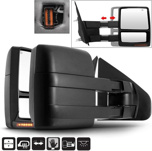 ACANII - For 2007-2014 Ford F150 Pickup w/Power Heat LED Signal Puddle Lamp Telescoping Towing Side Mirrors Left+Right in Saudi Arabia