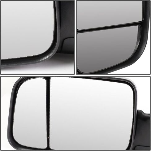 Auto Dynasty Pair Black Manual Adjustment w/Puddle Light Flip Up Rear View Side Tow Towing Mirrors Compatible with Dodge Ram 02-09 in Saudi Arabia