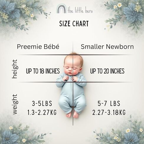 Preemie & Smaller Newborn Baby Sleeper/Footie with Fold Over Hands & Feet, Luxuriously Soft Bamboo Viscose in Saudi Arabia